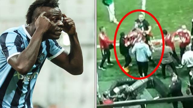 Balotelli’ye vurmaya çalışan Beşiktaşlı hocayı 4 kişi tutamadı