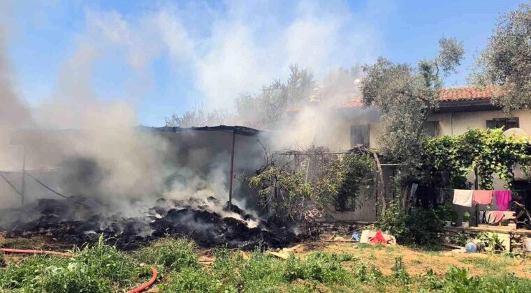 Saman balyalarından başlayan yangın eve sıçradı